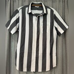 Cotton On “Vintage Remastered” Black and White Vertical Stripe Button Down Shirt